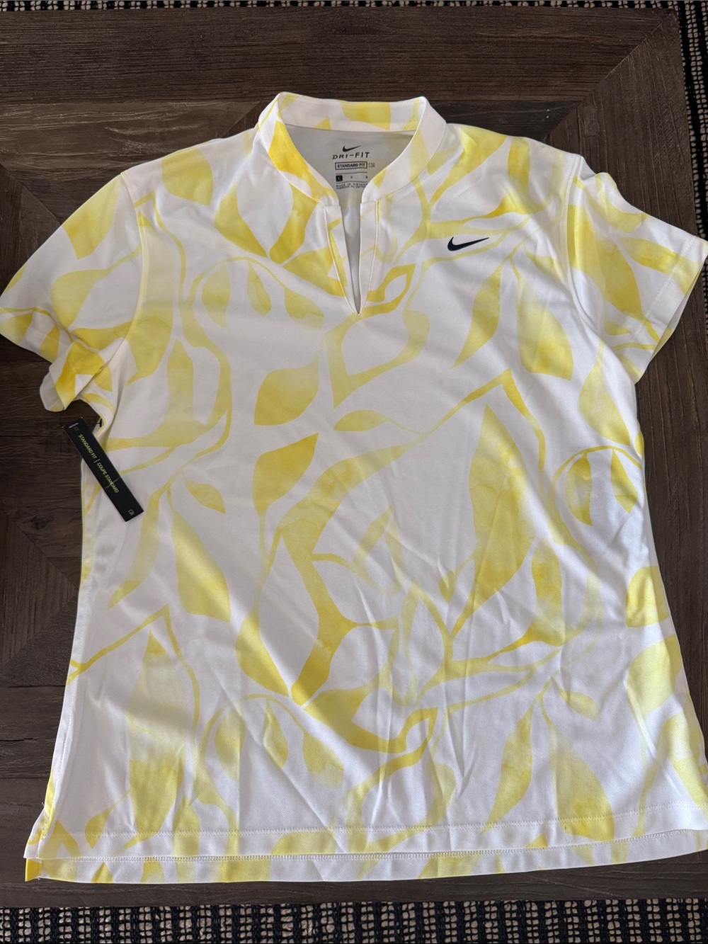Nike Women’s White & Yellow Short Sleeve Dri-FIT Top